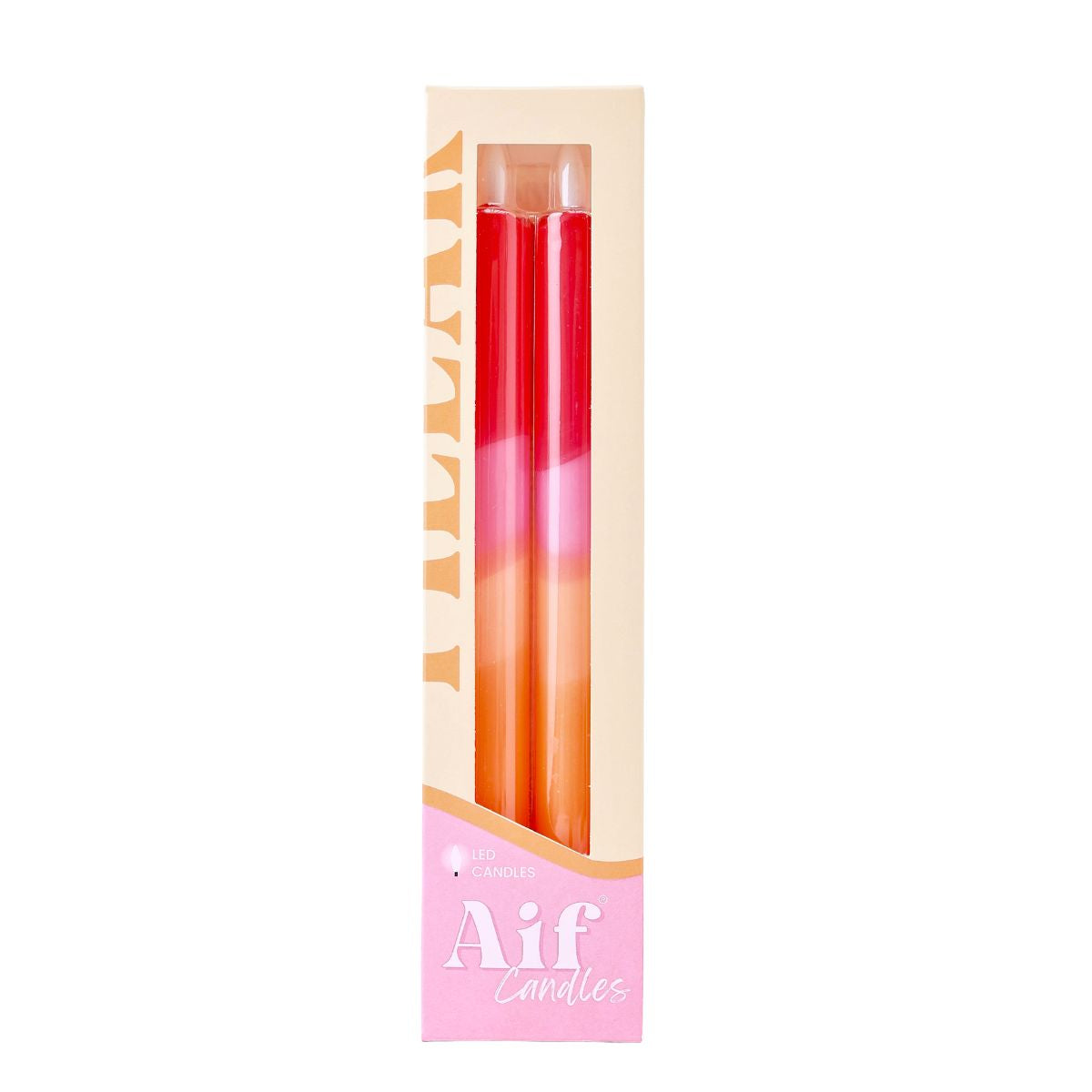 LED Pillar Candle Red Orange-set van 2