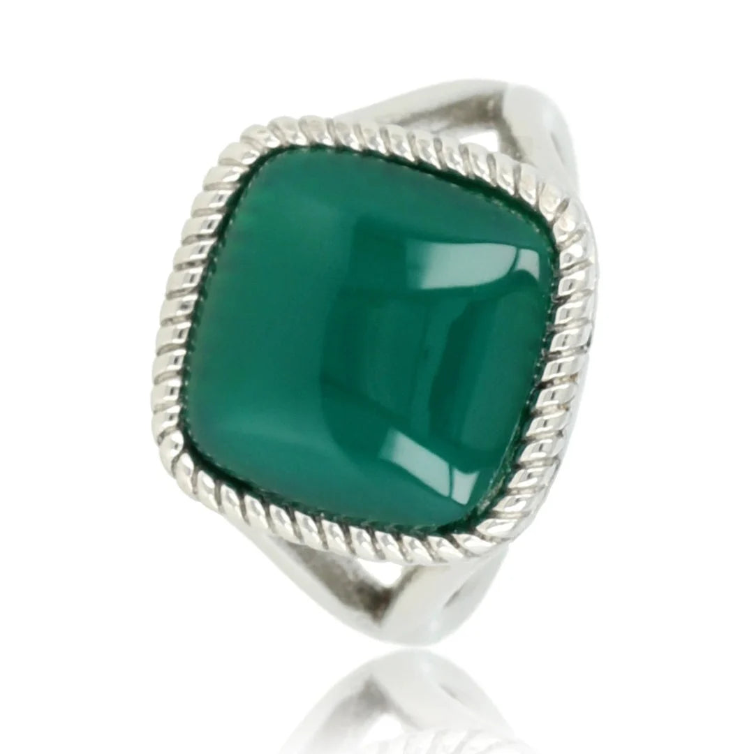 Groene Agaat zegelring zilver