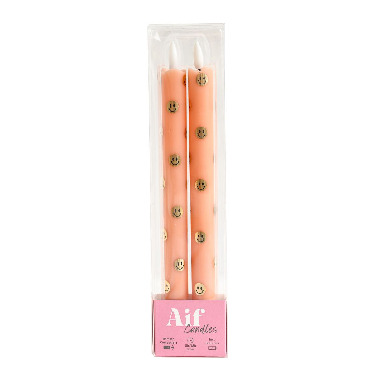 LED Pillar Candle Happy Orange-set van 2