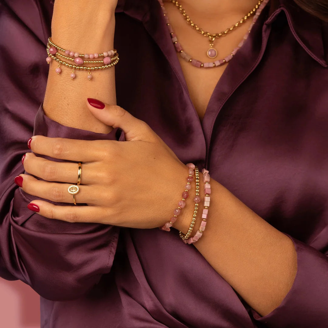 Armband met organische vormen-Aardbeienkwarts