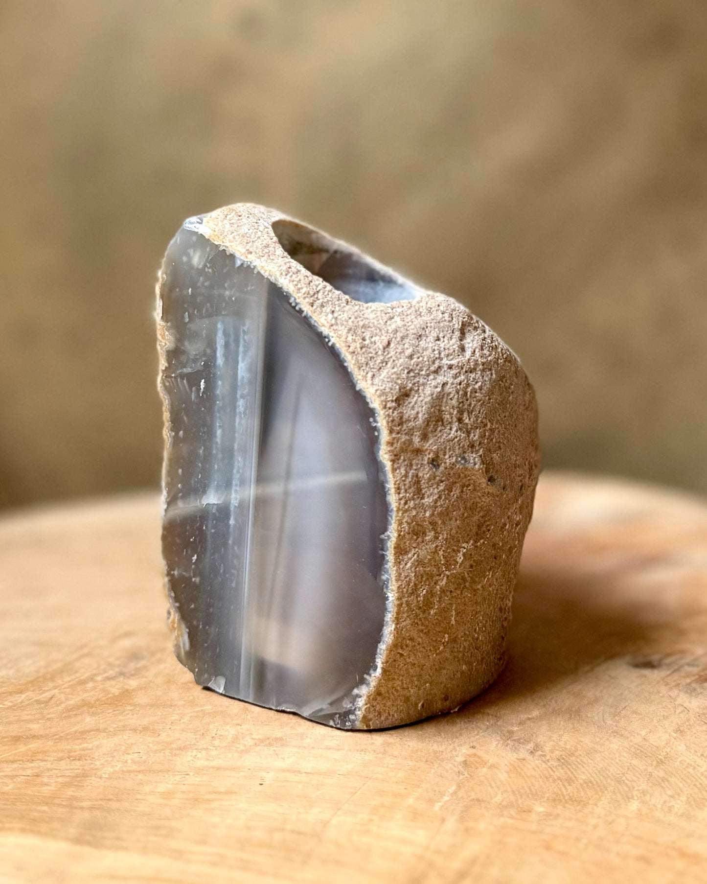Agaat geode waxinelichthouder