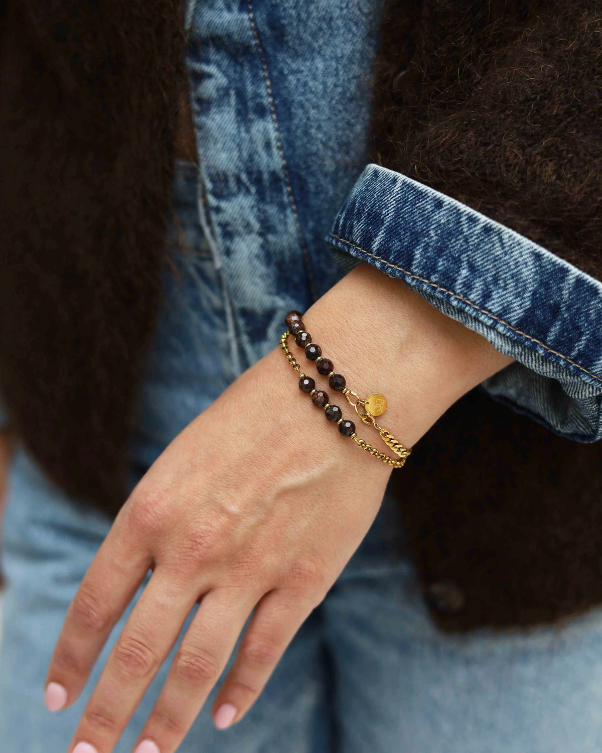 Tussenstuk armband Rode Granaat 6 mm facet