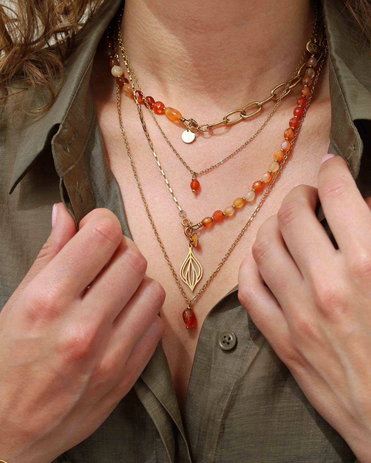 Tussenstuk ketting irregular Red Agate