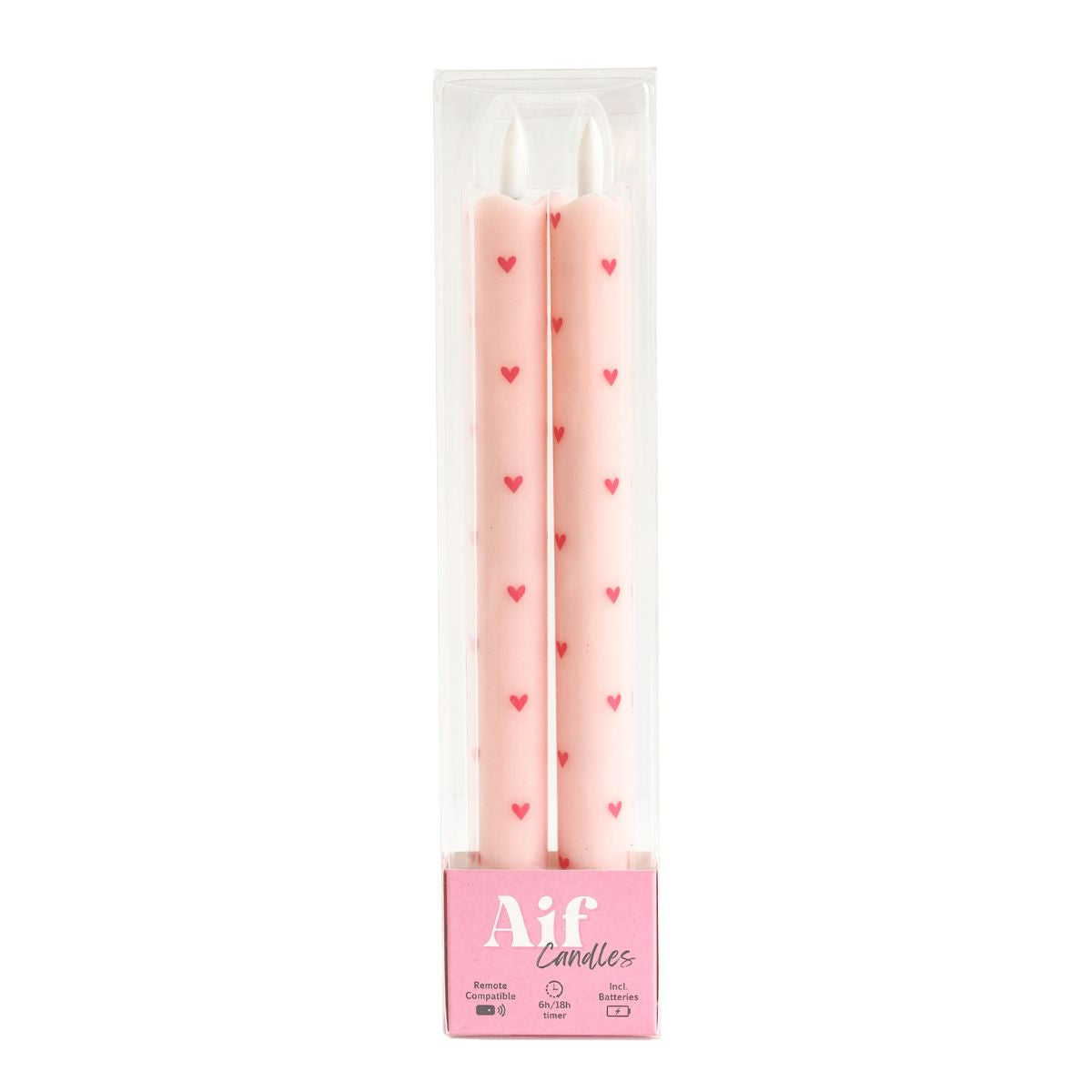 LED Pillar Candle Hearts Pink RC-set van 2