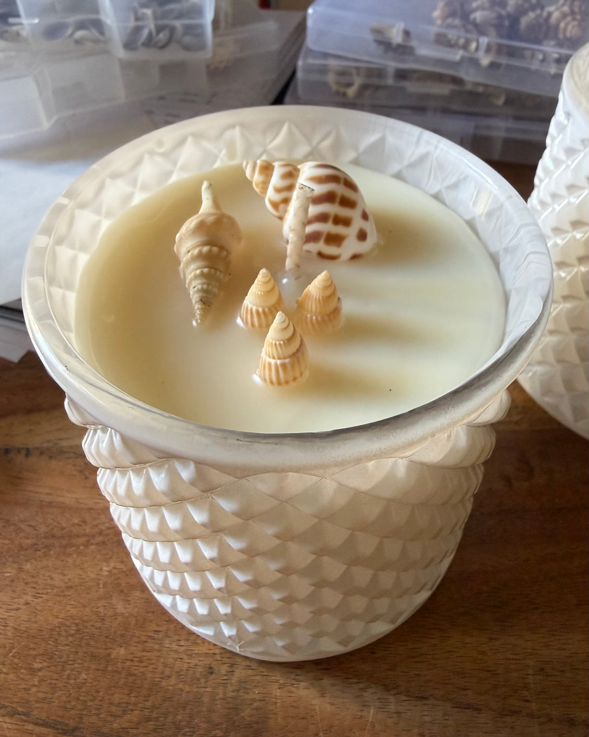 Geurkaars glas met deksel wit