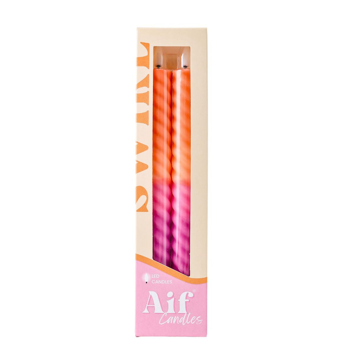 LED Swirl Candle Pink Orange-set van 2