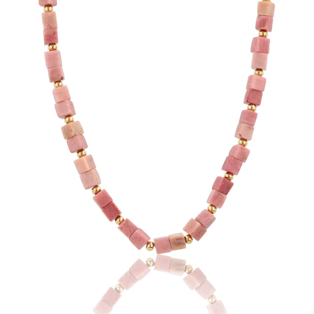 Ketting met vierkante kralen-Rhodoniet