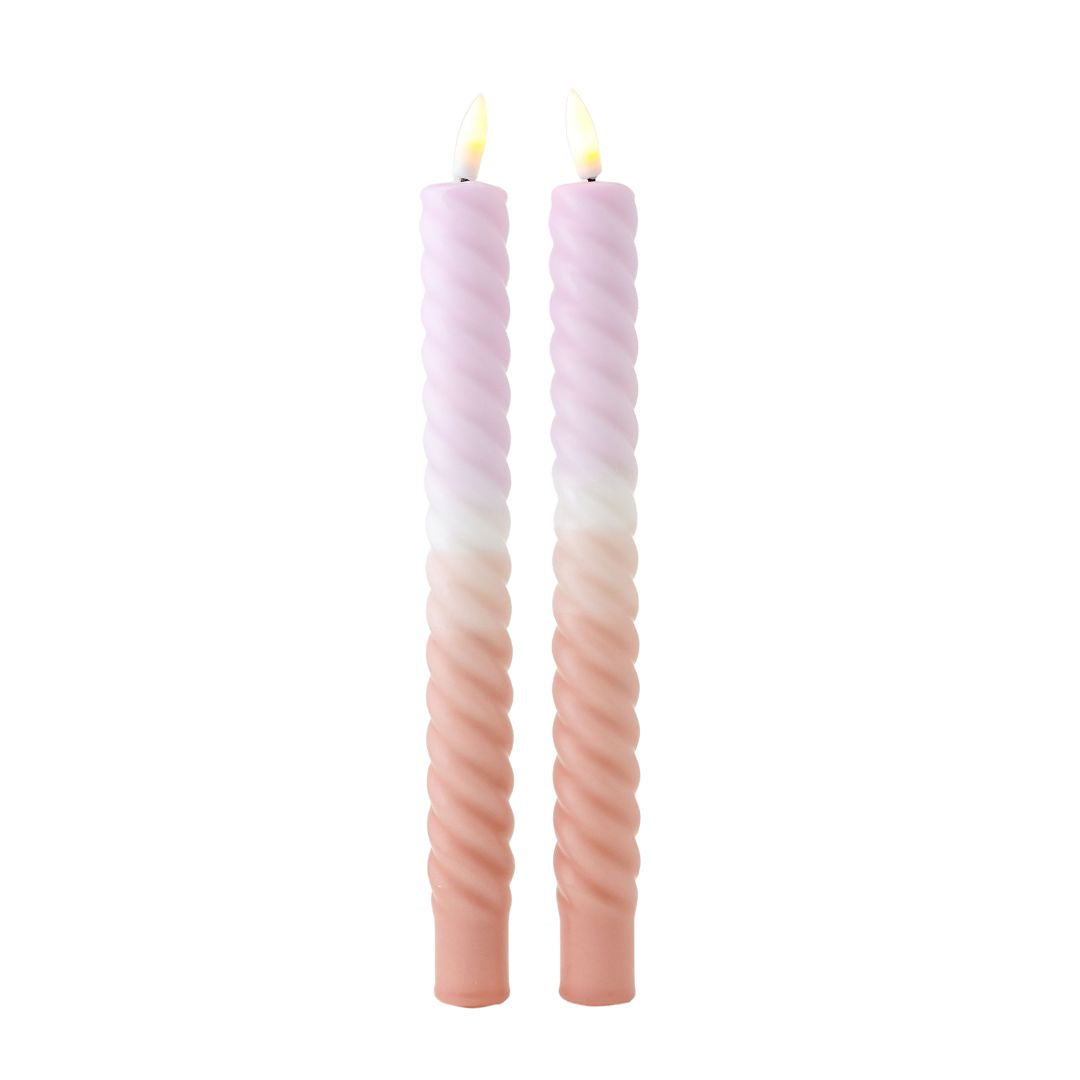LED Swirl Candle Lila Sand set van 2