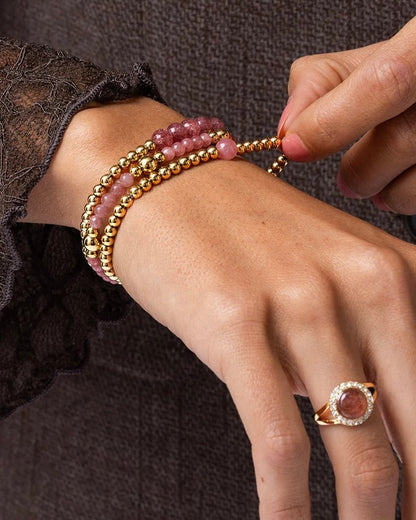 Aardbeienkwarts armband goud