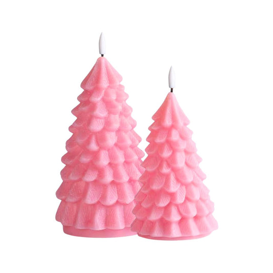 LED Kerstboomkaars Roze -set van 2