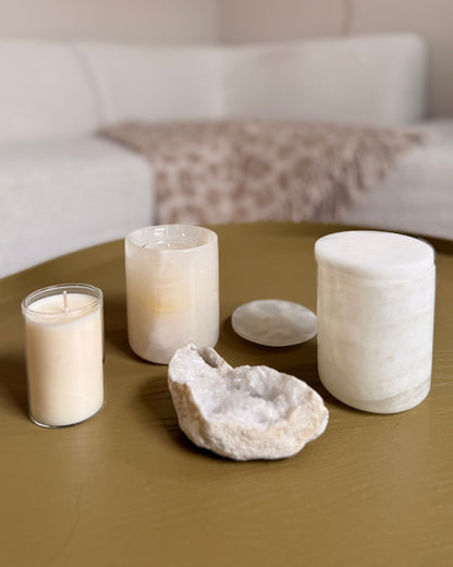Luxe Onyx kaarshouder met deksel - wit of beige