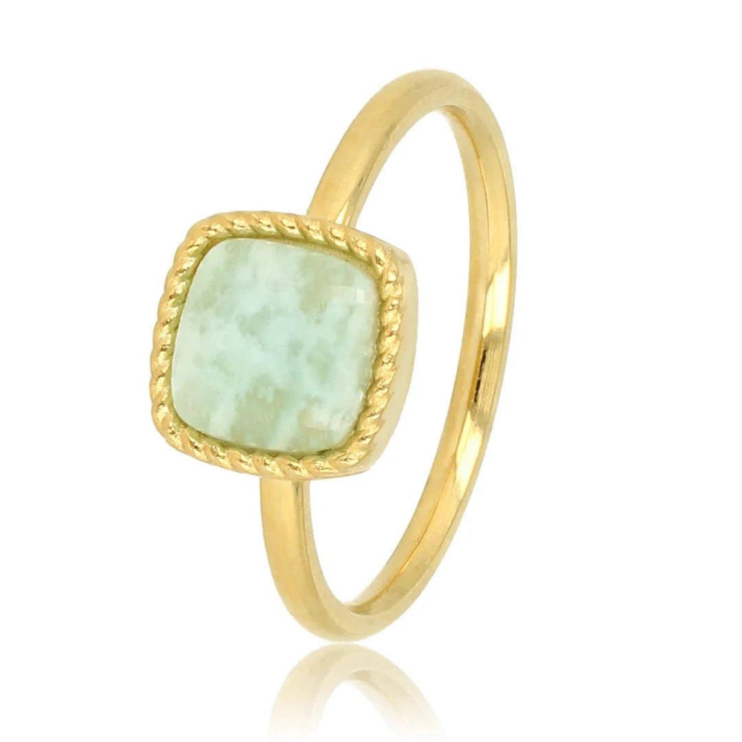 Amazoniet zegelring goud