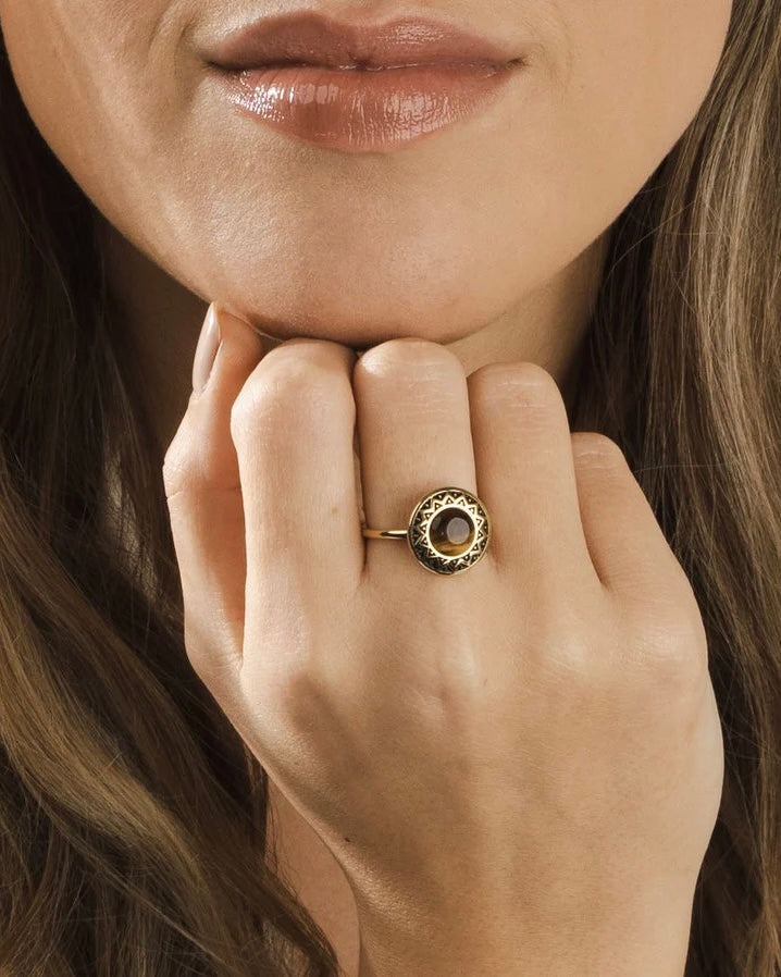 Tijgeroog ring goud