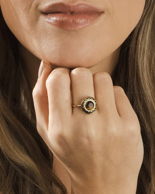 Tijgeroog ring goud