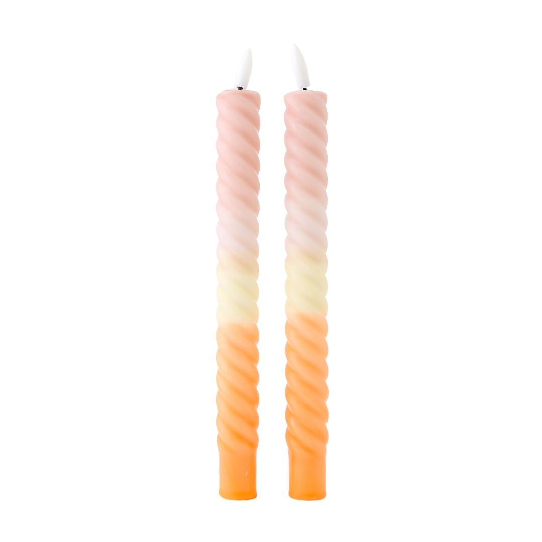 LED Swirl Candle Dusty Orange-set van 2