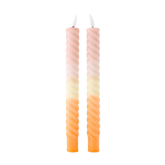 LED Swirl Candle Dusty Orange-set van 2