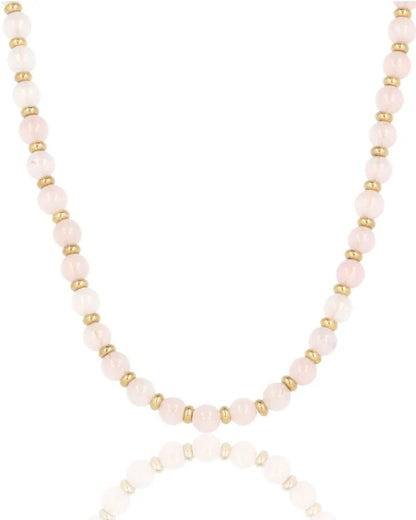 Rozekwarts ketting goud