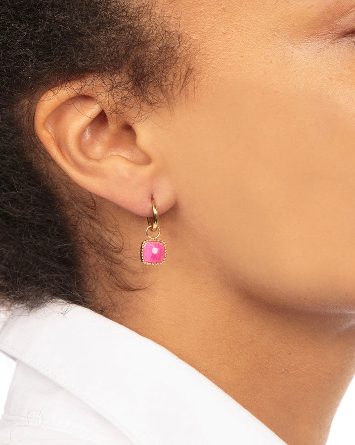 Roze Agaat oorbellen goud