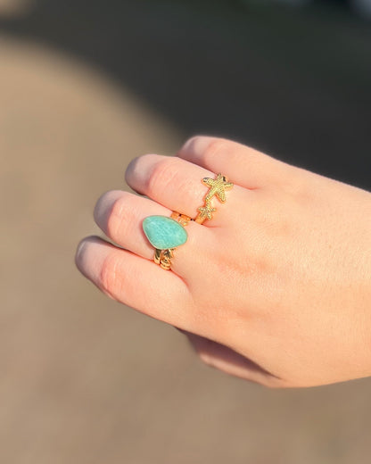 Amazoniet freeform ring goud