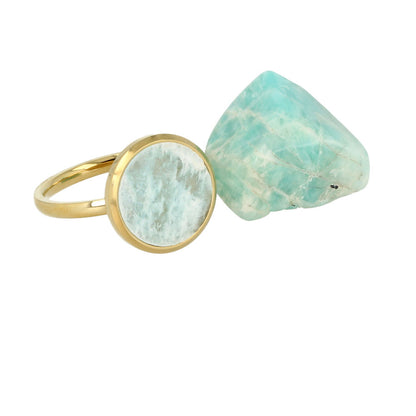 Amazoniet ring rond goud/zilver