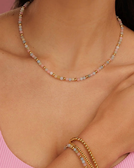 Maansteen, Morganiet & Rozekwarts ketting