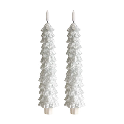 LED Kerstboomkaars Zilver -set van 2