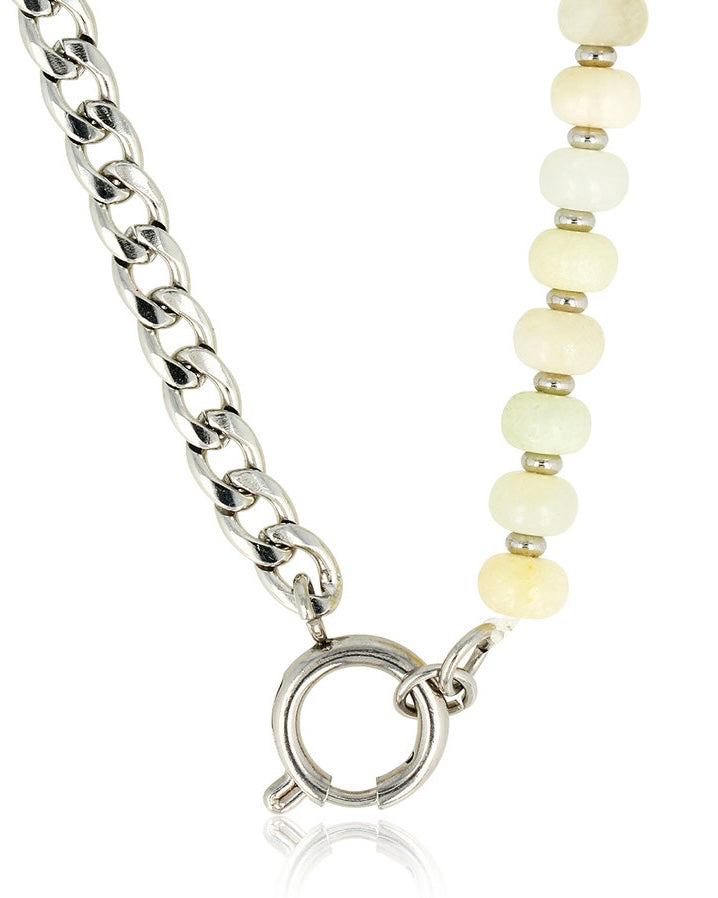 Amazoniet schakelketting zilver