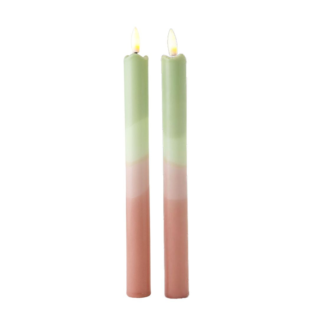 LED Pillar Candle Misty Green-set van 2