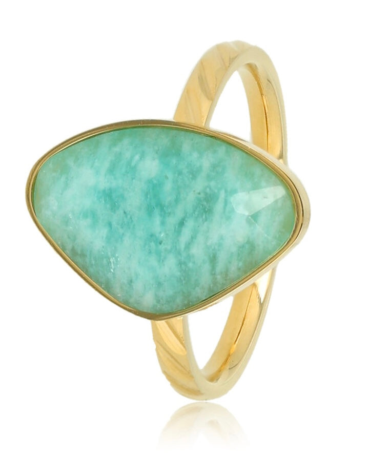Amazoniet freeform ring goud