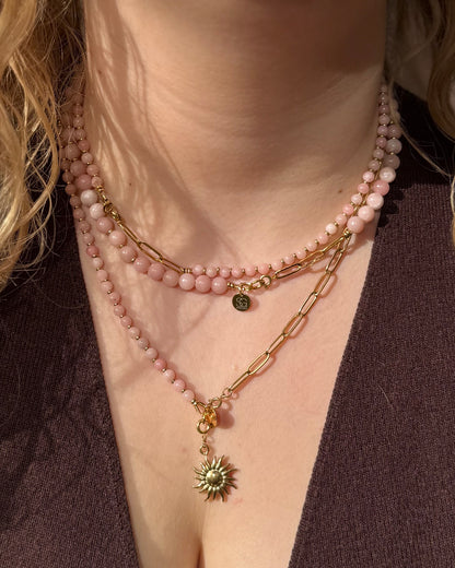 Solana ketting short Roze Opaal