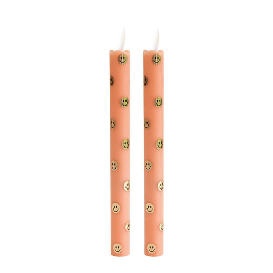 LED Pillar Candle Happy Orange-set van 2