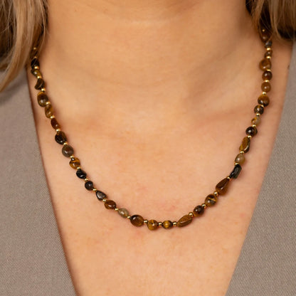 Ketting met organische vormen-Tijgeroog