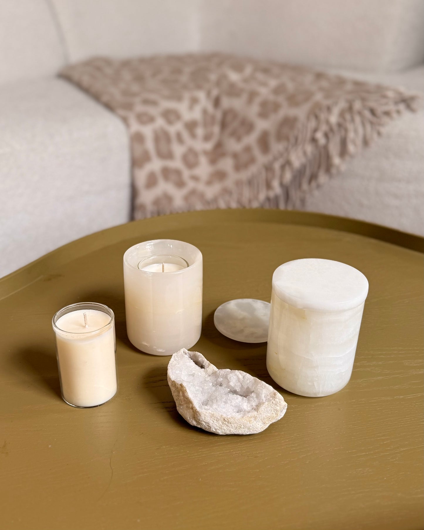 Luxe Onyx kaarshouder met deksel - wit of beige
