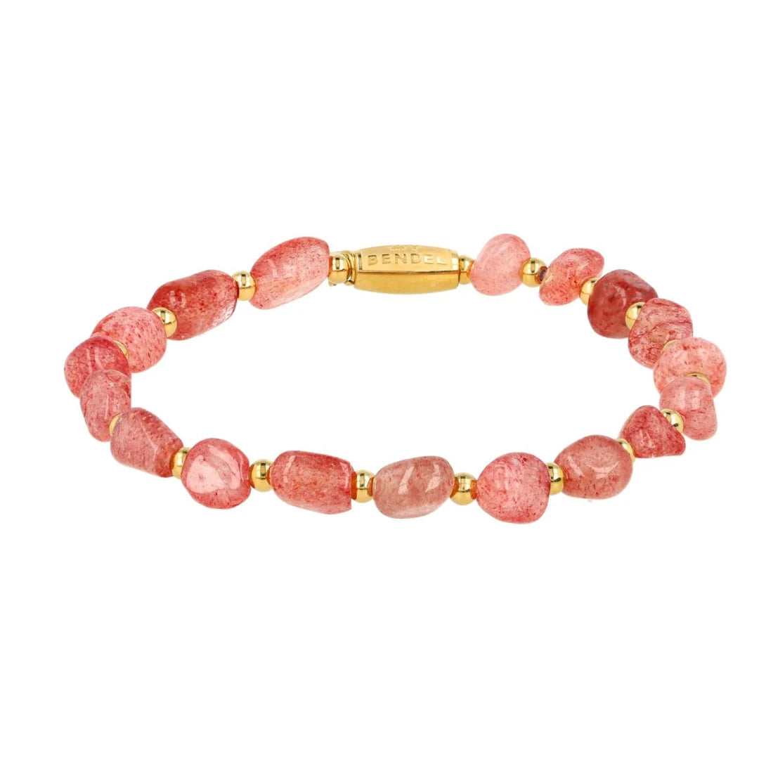 Armband met organische vormen-Aardbeienkwarts