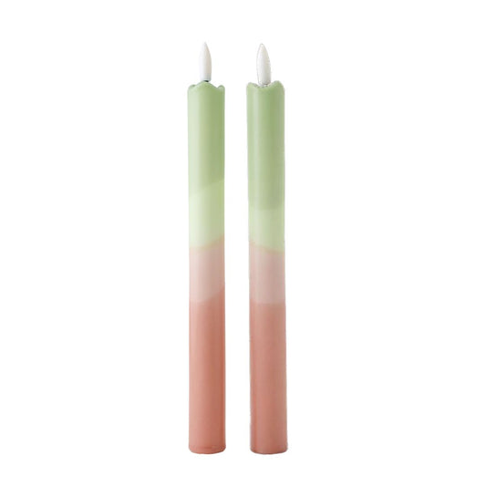 LED Pillar Candle Misty Green-set van 2