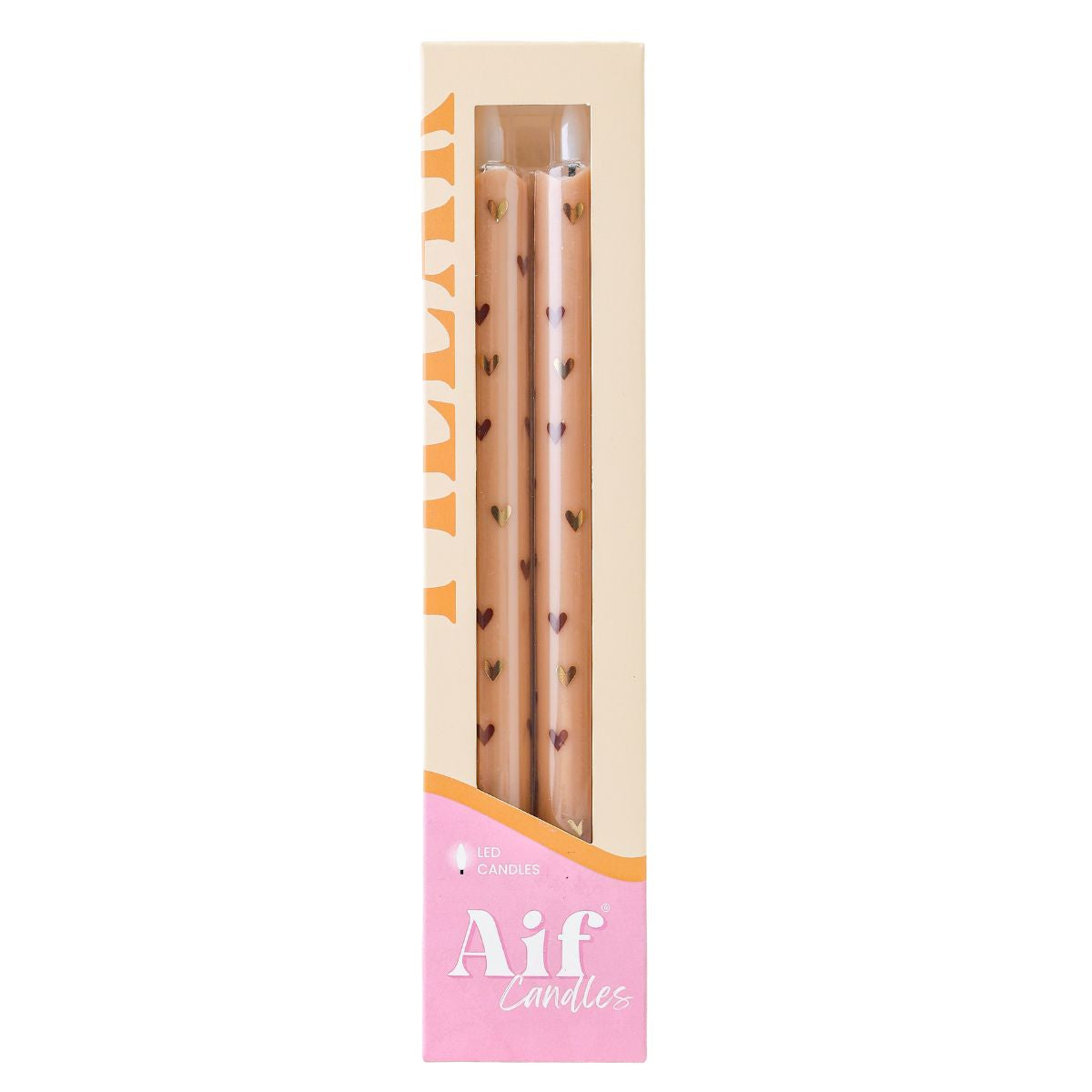 LED Pillar Candle Hearts Sand -set van 2