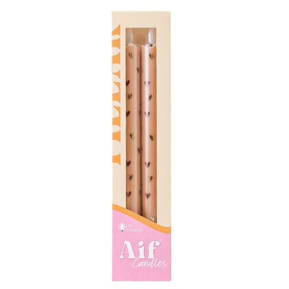 LED Pillar Candle Hearts Sand -set van 2