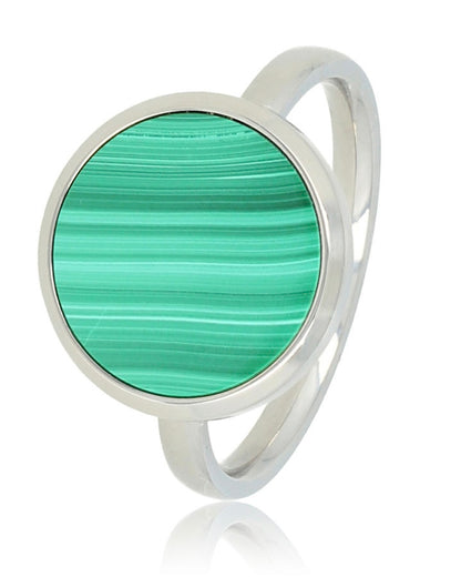 Malachiet ring rond goud/zilver