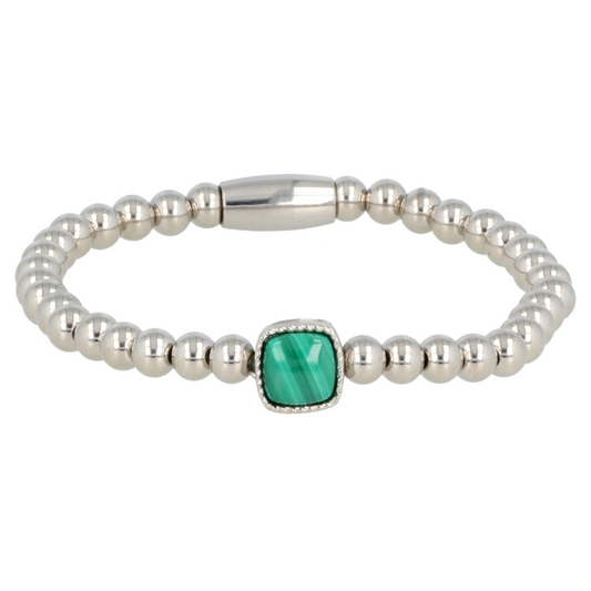 Malachiet armband goud/zilver