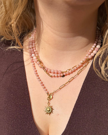 Solana ketting short Roze Opaal
