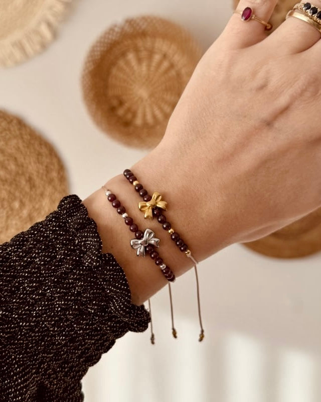 Granaat armbandje met strikje