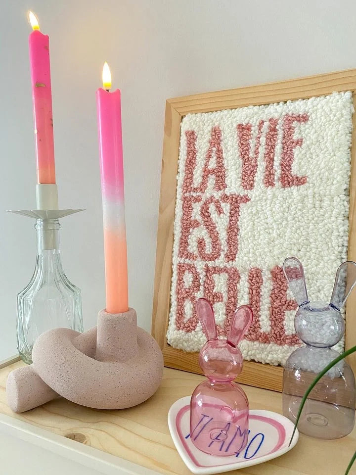 LED Pillar Candle Orange Gold-set van 2