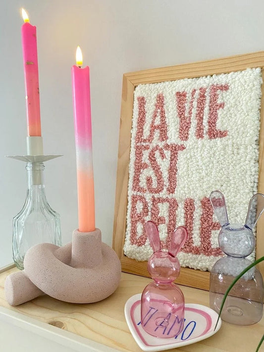 LED Pillar Candle Orange Gold-set van 2