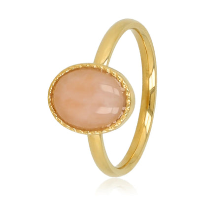 Rozekwarts ovale ring rond goud