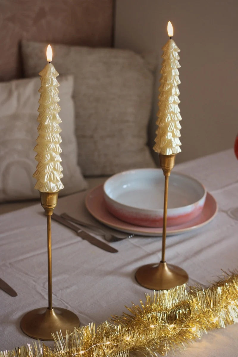 LED Kerstboomkaars Goud -set van 2