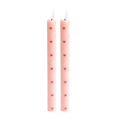LED Pillar Candle Hearts Pink RC-set van 2