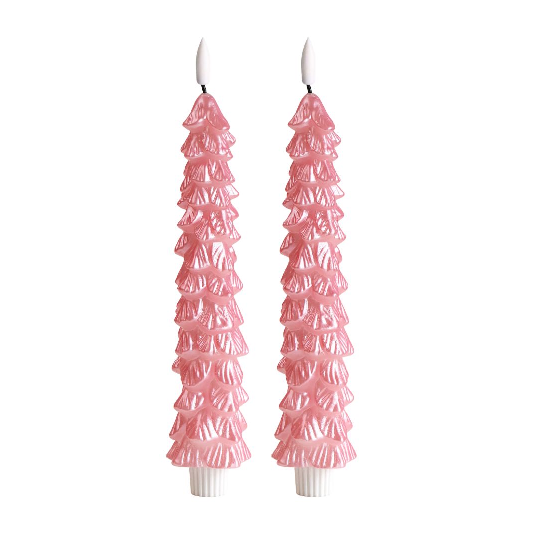 LED Kerstboomkaars Roze-set van 2