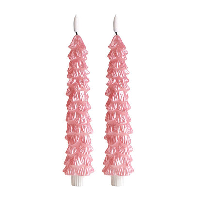 LED Kerstboomkaars Roze-set van 2