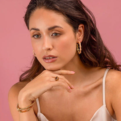 Amber ring ronde glassteen