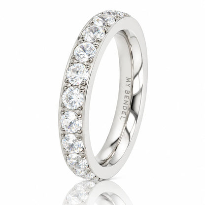 Ring met Zirkonia steentjes 3 mm zilver